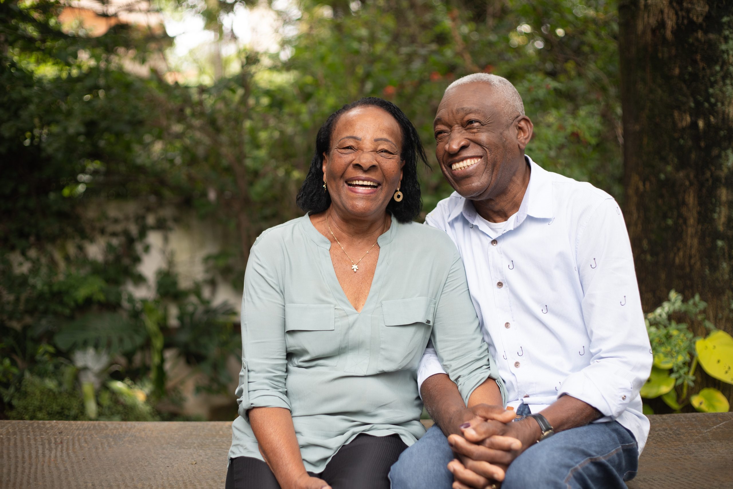 Afro hispanic active senior together portrait